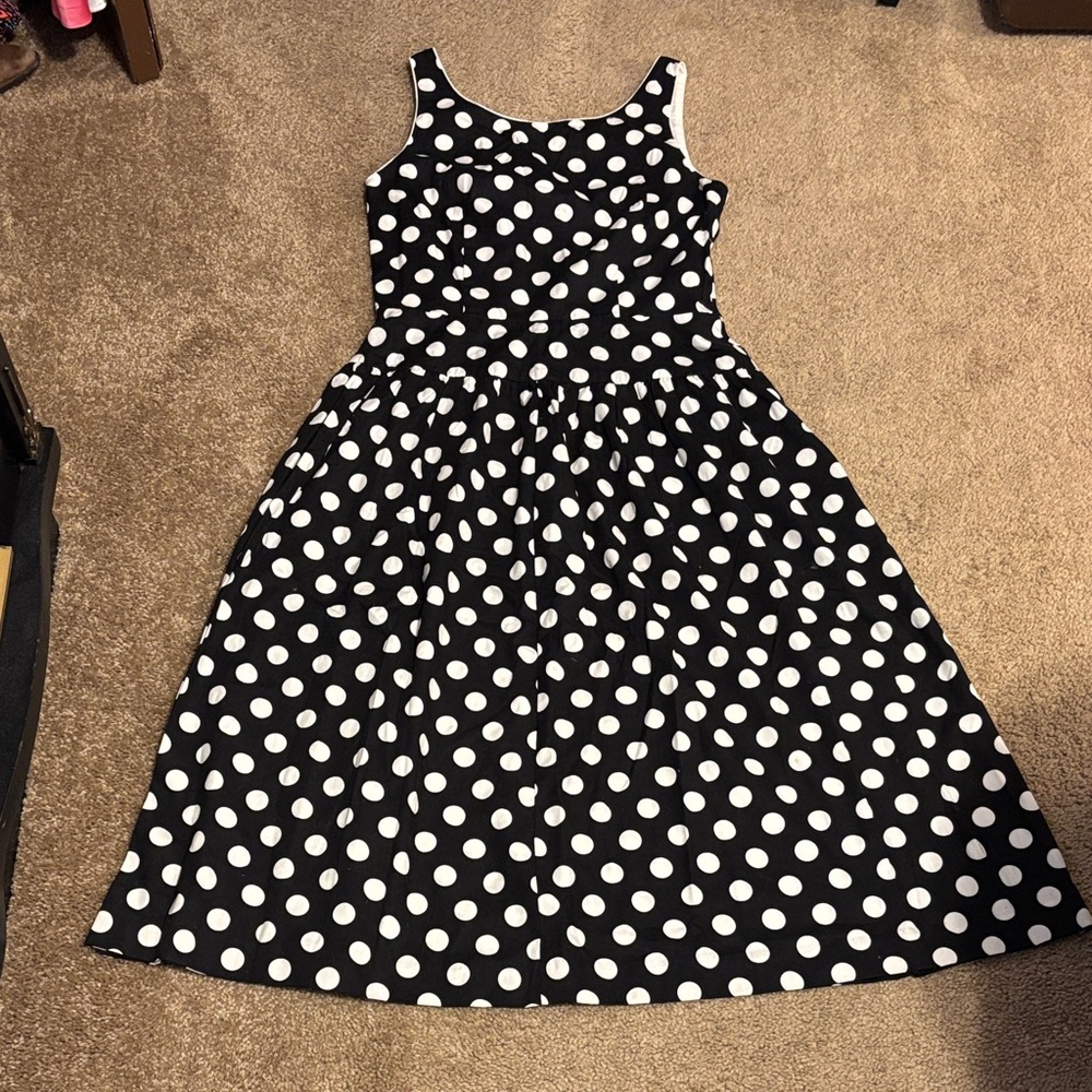 Lana Origonals Black and White Polka Dot Sleeveless Swing Dress